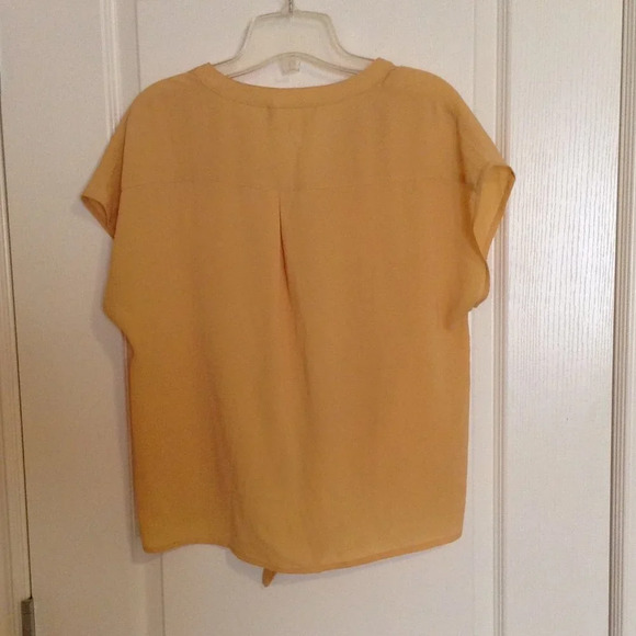 Pink Rose Women's Tie Knot Blouse Top Button Down Front Mustard Sleeveless - Picture 3 of 6